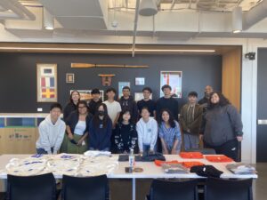 Students gathering for a group photo at Strava HQ