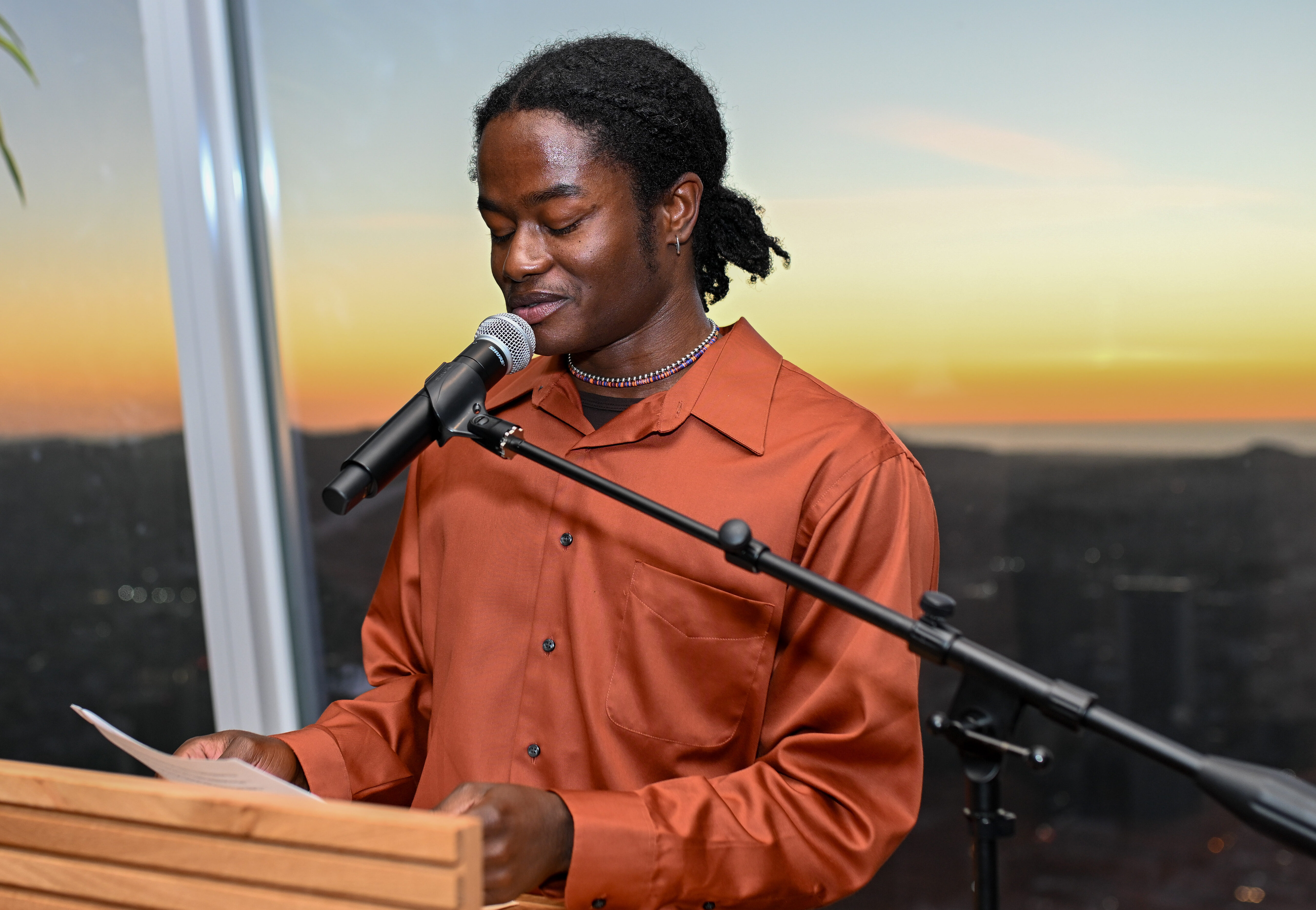 Mission Bit instructor speaking at our 9th Annual Gala Fundraiser about expanding access to computer science education for Bay Area students.